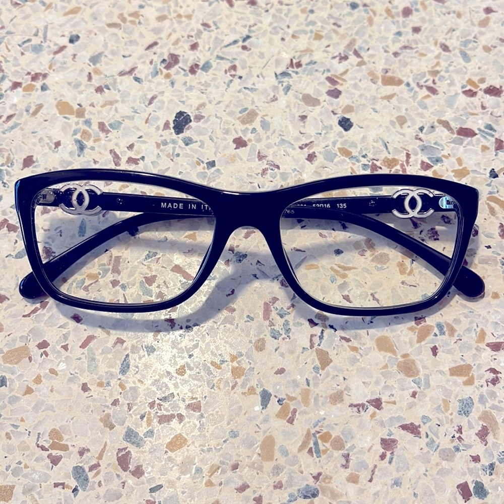 CHANEL Eyeglasses 3234 c501 Black Acetate with White logo